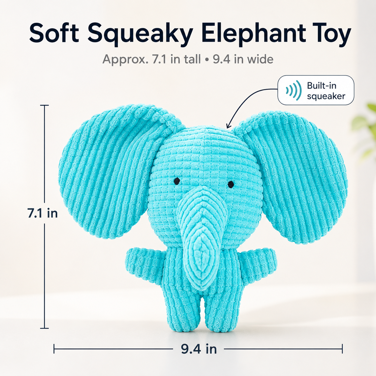 Soft Squeaky Elephant Dog Toy – Washable Plush Chew & Interactive Play Toy for Puppies and Small Dogs