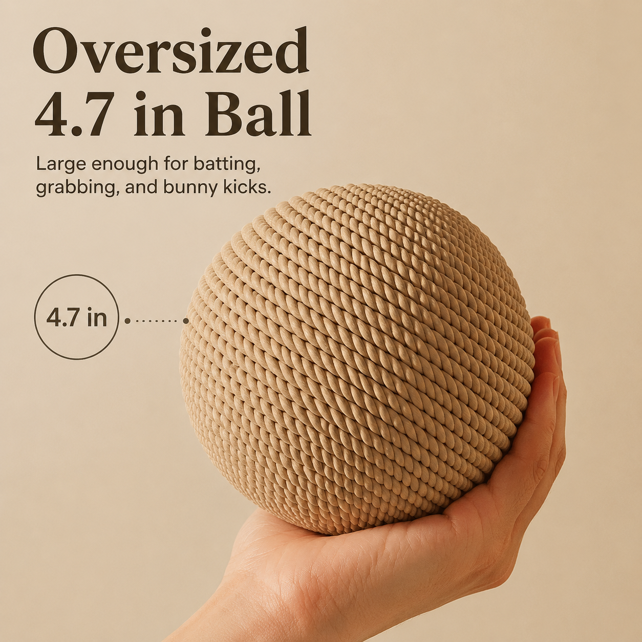 Cat toy sisal ball - an extremely large self-amusement and stress-relieving gadget for cats. Cat teaser, chew toy, durable and bite-resistant sound-producing ball. Cat supplies.