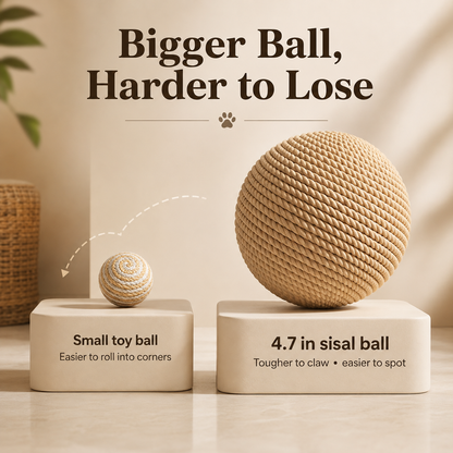 Cat toy sisal ball - an extremely large self-amusement and stress-relieving gadget for cats. Cat teaser, chew toy, durable and bite-resistant sound-producing ball. Cat supplies.