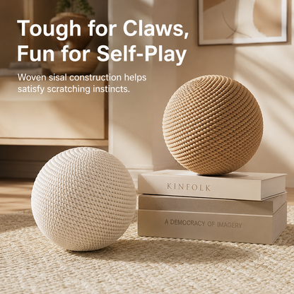 Cat toy sisal ball - an extremely large self-amusement and stress-relieving gadget for cats. Cat teaser, chew toy, durable and bite-resistant sound-producing ball. Cat supplies.