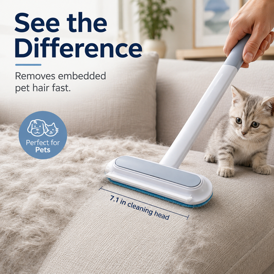 Reusable Pet Hair Remover Brush with Extended Handle – Washable Fur & Lint Cleaning Tool for Sofa, Carpet, Clothing & Cat Trees