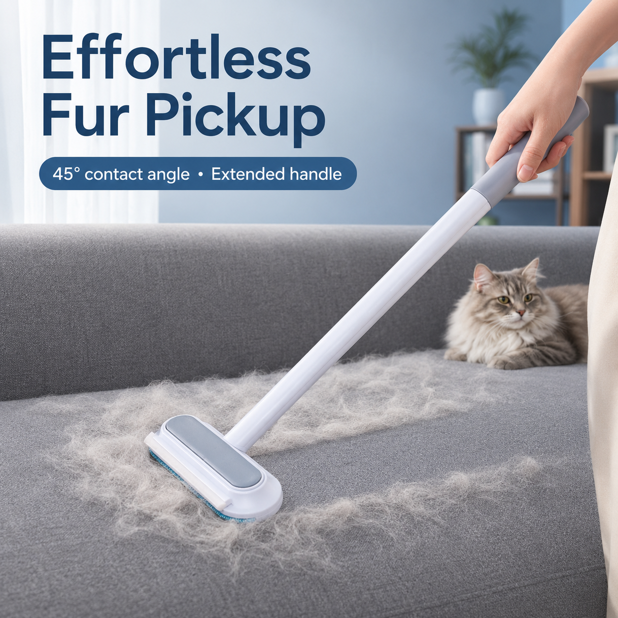 Reusable Pet Hair Remover Brush with Extended Handle – Washable Fur & Lint Cleaning Tool for Sofa, Carpet, Clothing & Cat Trees