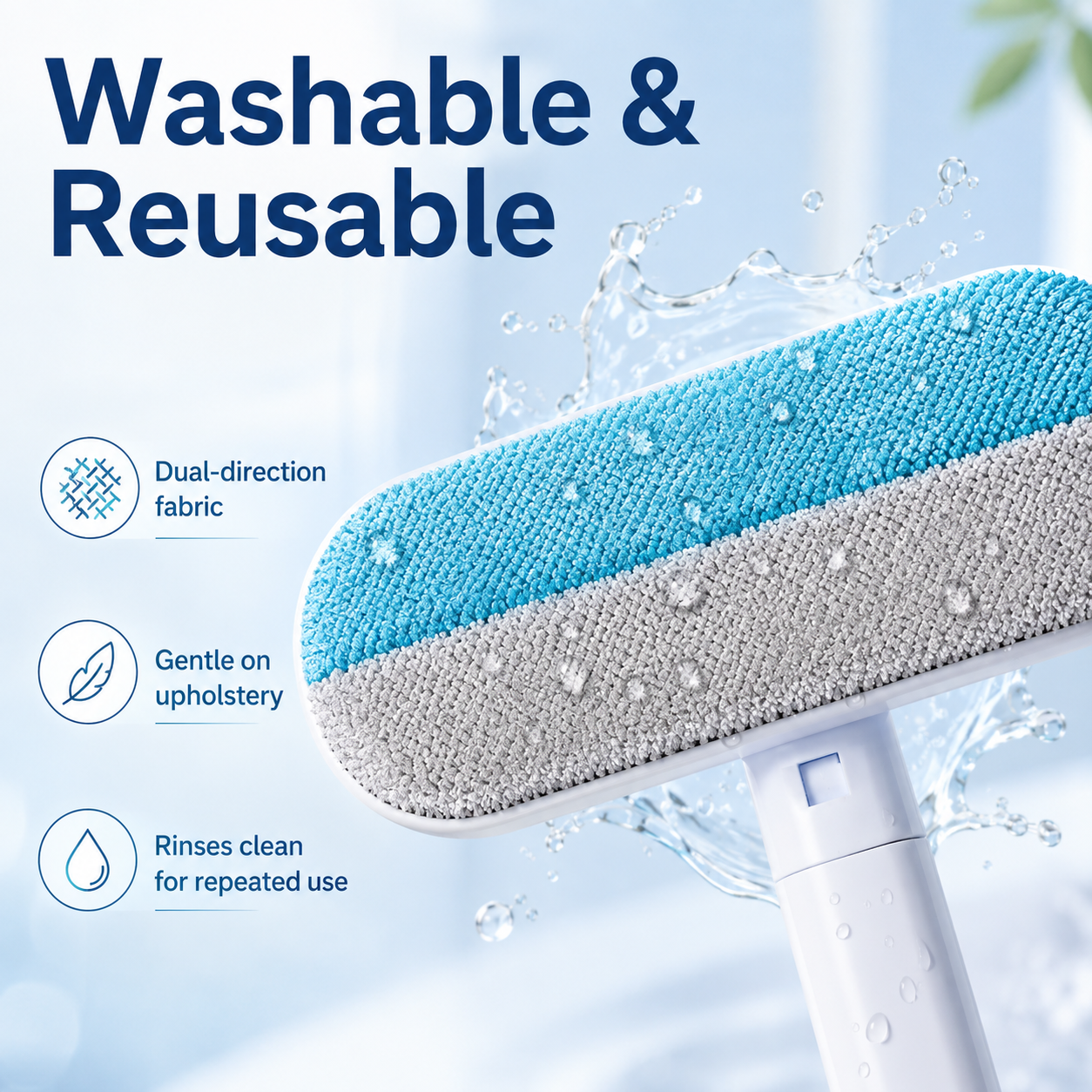 Reusable Pet Hair Remover Brush with Extended Handle – Washable Fur & Lint Cleaning Tool for Sofa, Carpet, Clothing & Cat Trees