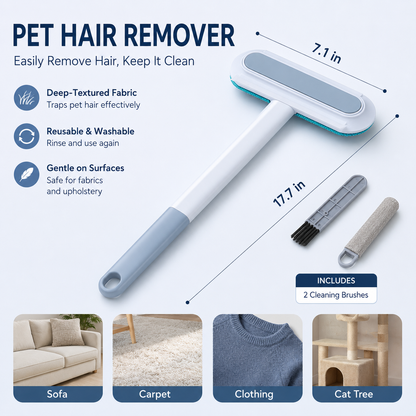Reusable Pet Hair Remover Brush with Extended Handle – Washable Fur & Lint Cleaning Tool for Sofa, Carpet, Clothing & Cat Trees