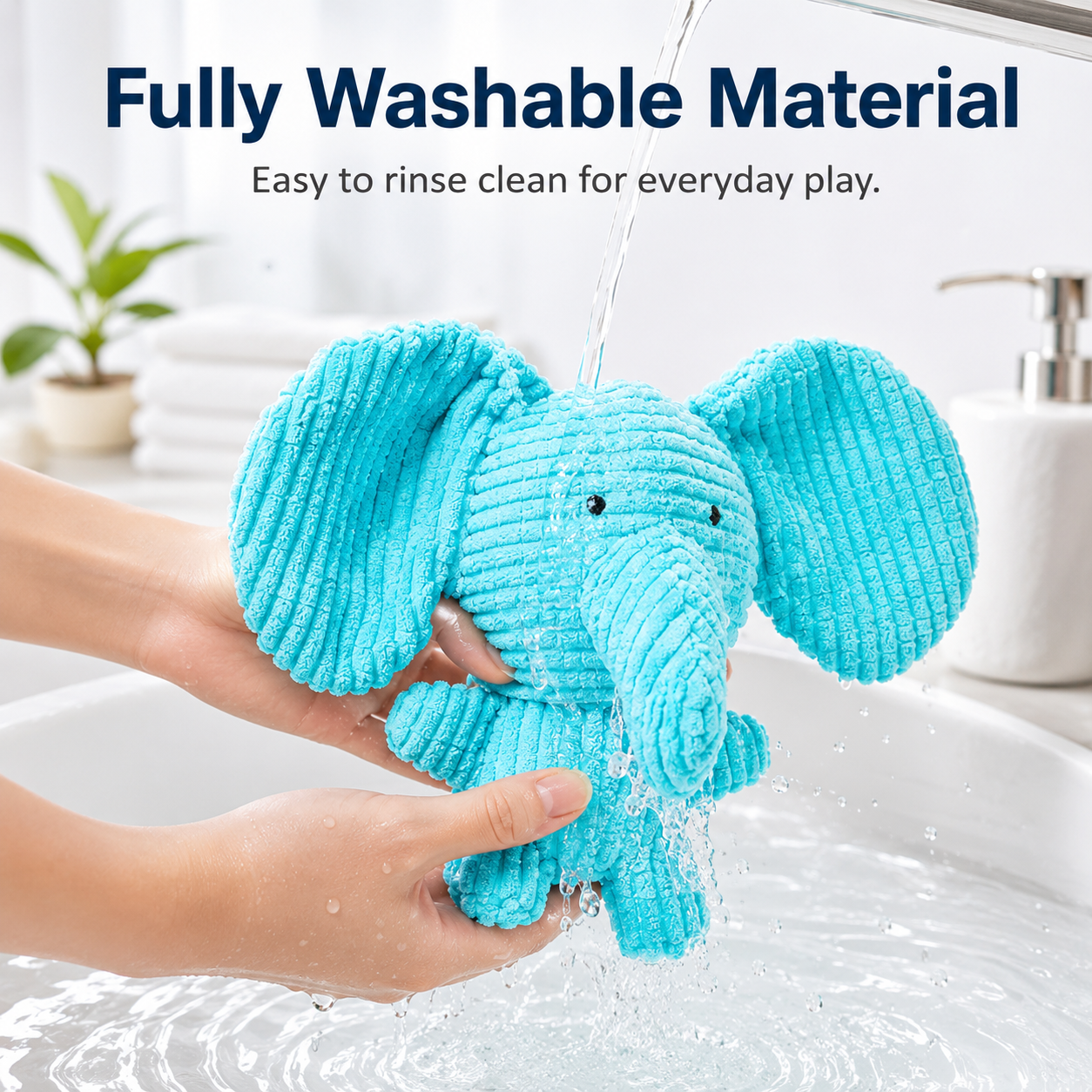 Soft Squeaky Elephant Dog Toy – Washable Plush Chew & Interactive Play Toy for Puppies and Small Dogs