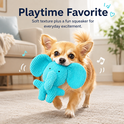 Soft Squeaky Elephant Dog Toy – Washable Plush Chew & Interactive Play Toy for Puppies and Small Dogs