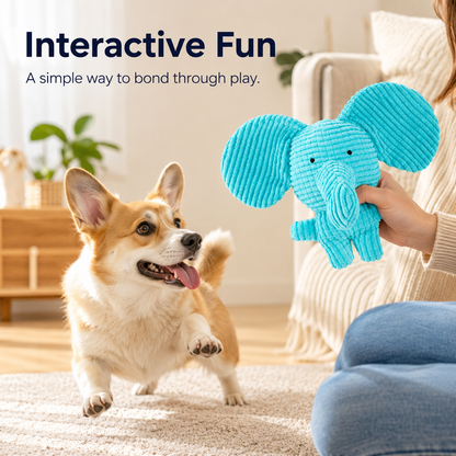 Soft Squeaky Elephant Dog Toy – Washable Plush Chew & Interactive Play Toy for Puppies and Small Dogs